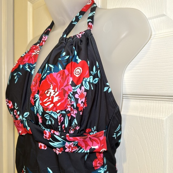 Smismivo Tummy Control Swimwear Halter One Piece Ruched Slimming Bathing Suit XL - Picture 7 of 14